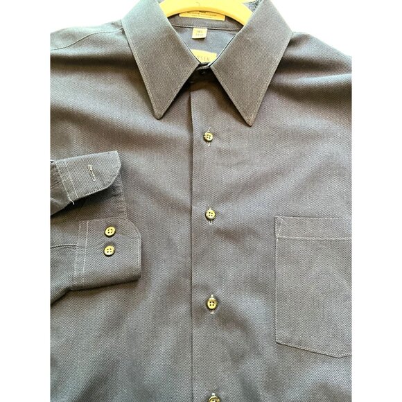 Van Heusen Navy Long Sleeve Dress Shirt Size 16‎ 1/2 34/35 Cotton Blend - Picture 1 of 9